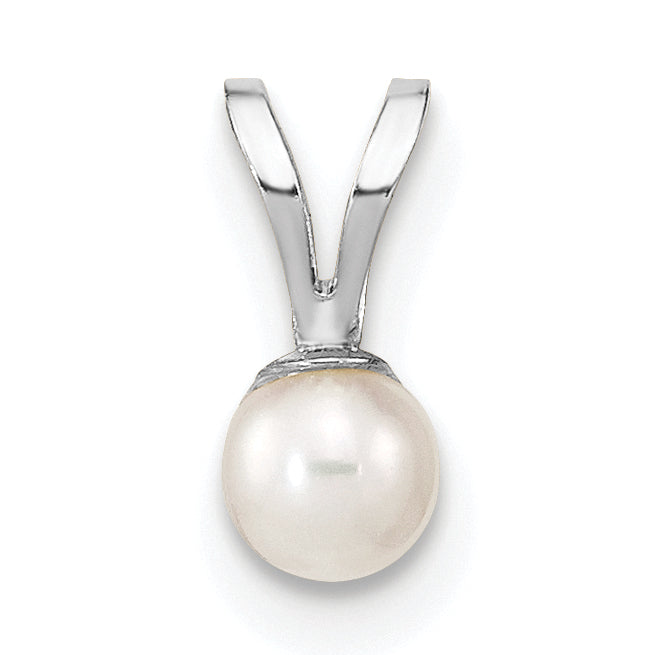 14k White Gold 3-4mm White Round Freshwater Cultured Pearl Pendant Main image