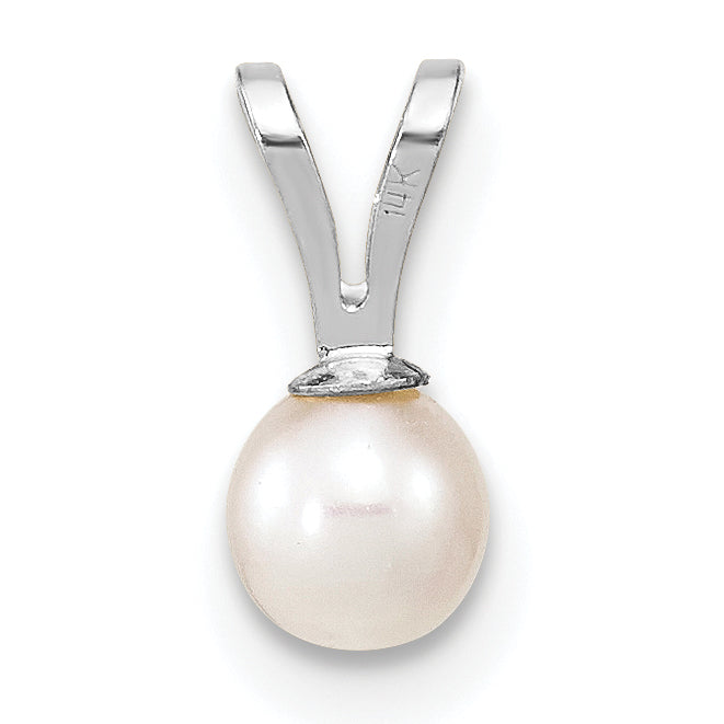 14k White Gold 4-5mm White Round Freshwater Cultured Pearl Pendant