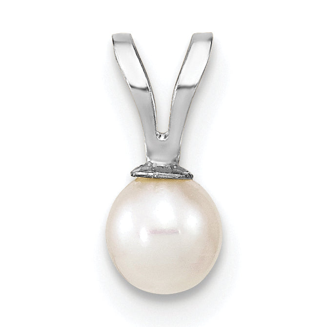 14k White Gold 4-5mm White Round Freshwater Cultured Pearl Pendant Main image