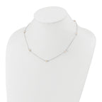 14k White Gold 5-6mm White Round Freshwater Cultured Pearl 7-station 18 inch Necklace