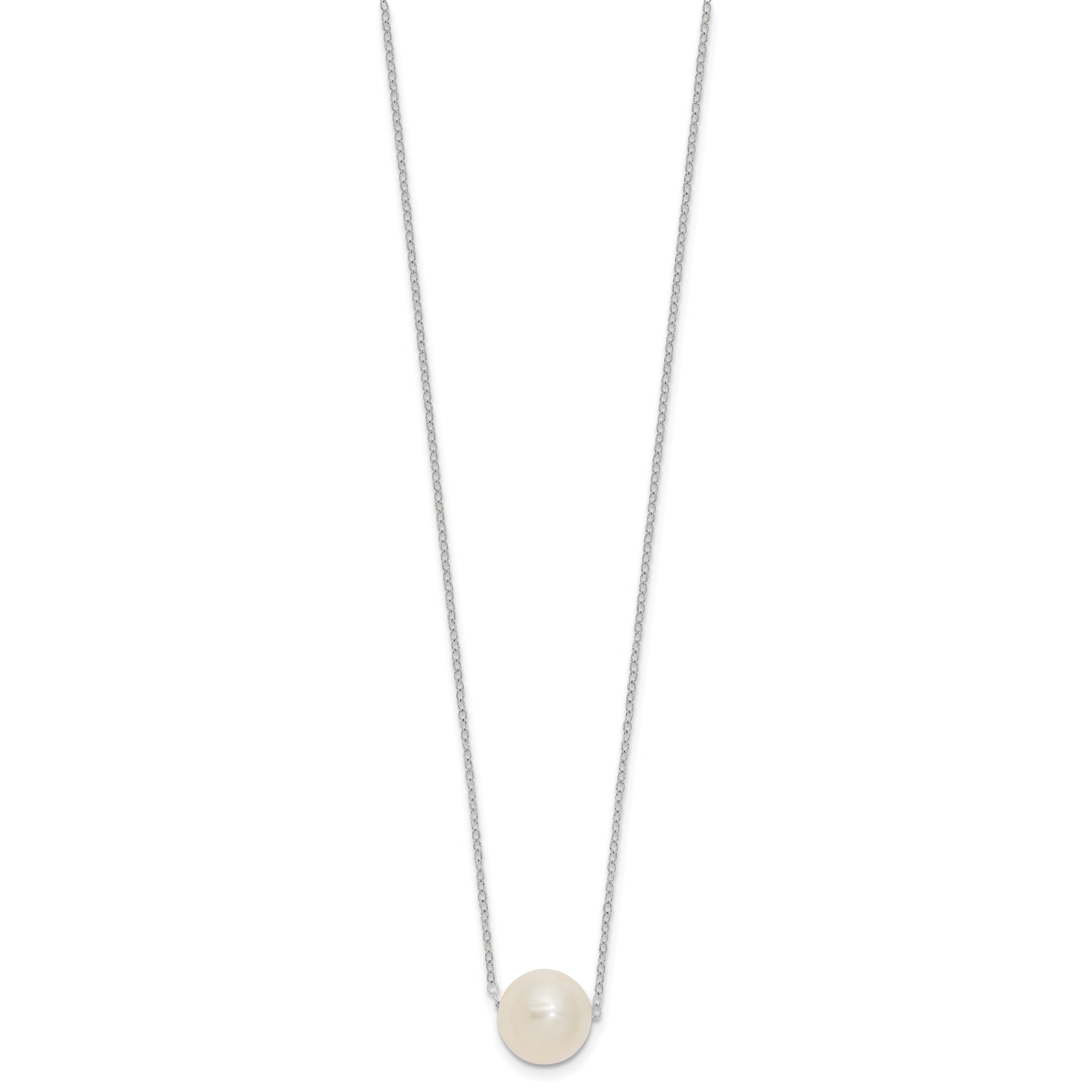 14k White Gold 10-11mm White Near Round Freshwater Cultured Pearl 17 inch Necklace