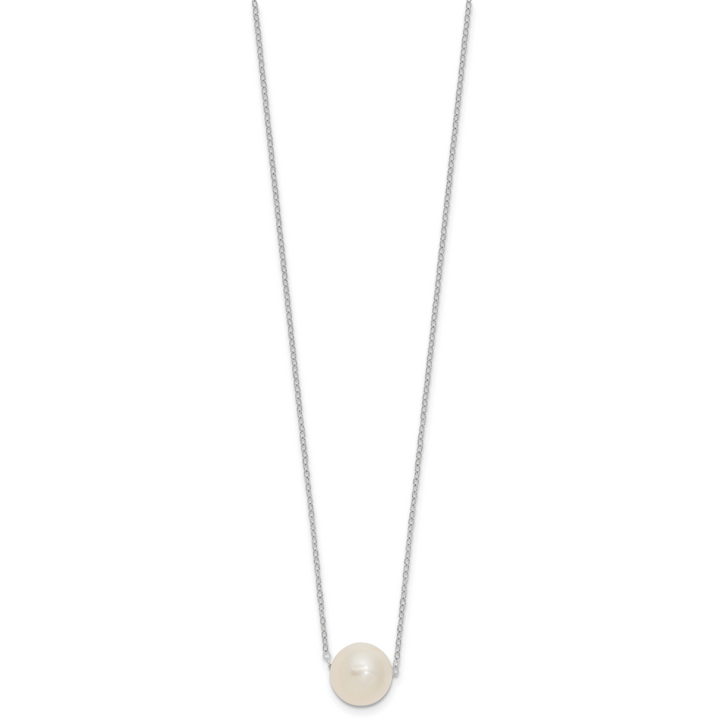 14k White Gold 10-11mm White Near Round Freshwater Cultured Pearl 17 inch Necklace