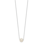 14k White Gold 10-11mm White Near Round Freshwater Cultured Pearl 17 inch Necklace