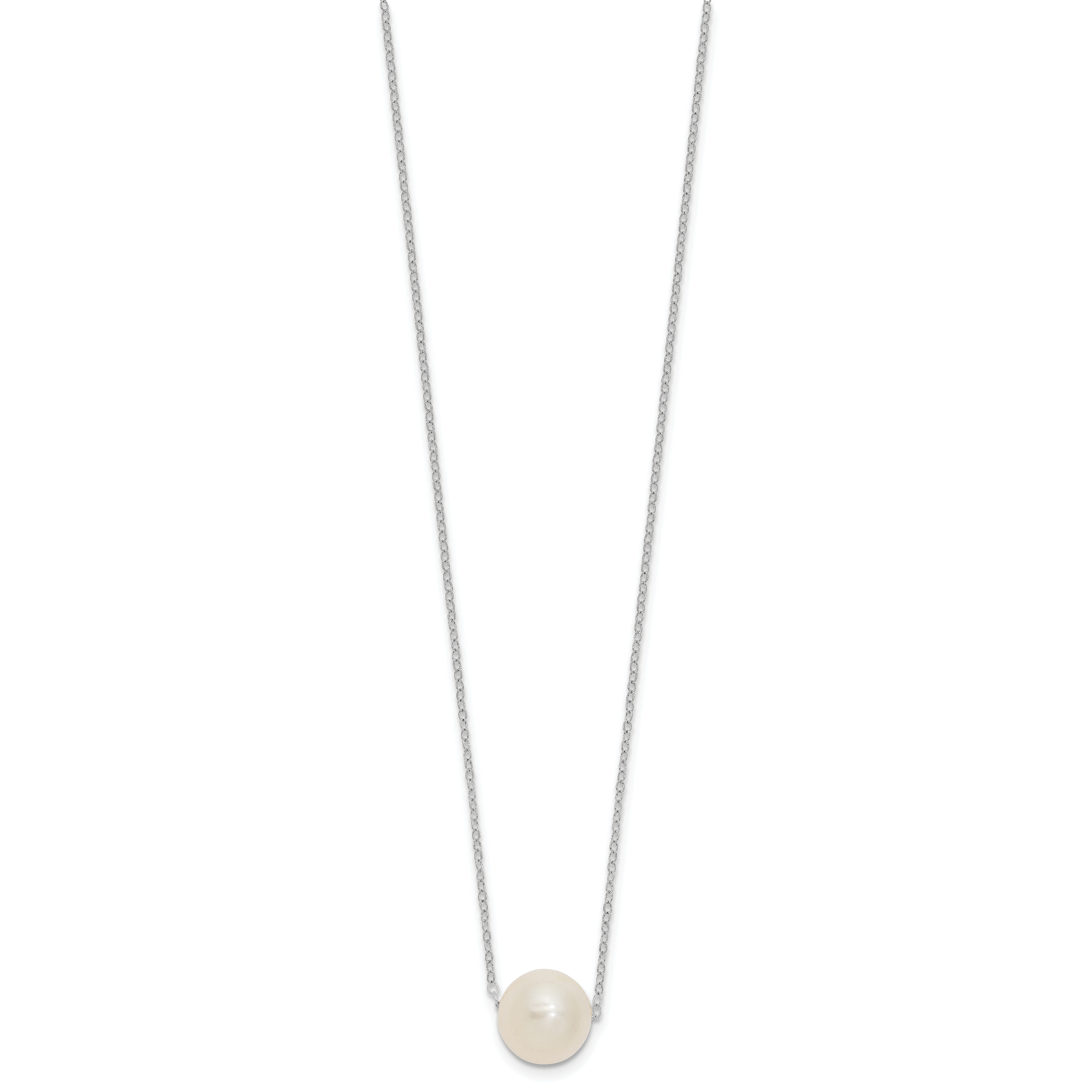 14k White Gold 10-11mm White Near Round Freshwater Cultured Pearl 17 inch Necklace