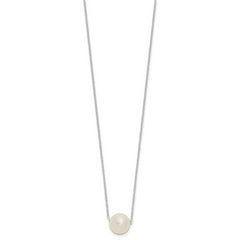 14k White Gold 10-11mm White Near Round Freshwater Cultured Pearl 17 inch Necklace