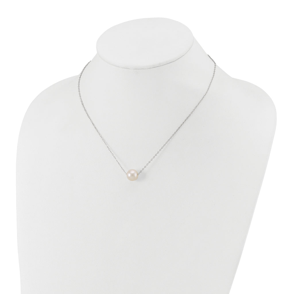 14k White Gold 10-11mm White Near Round Freshwater Cultured Pearl 17 inch Necklace