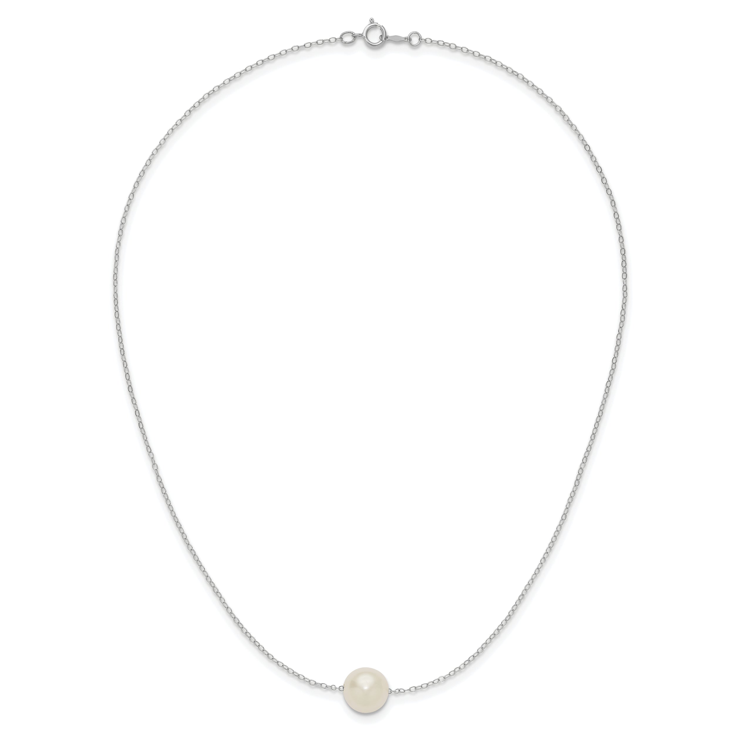 14k White Gold 10-11mm White Near Round Freshwater Cultured Pearl 17 inch Necklace