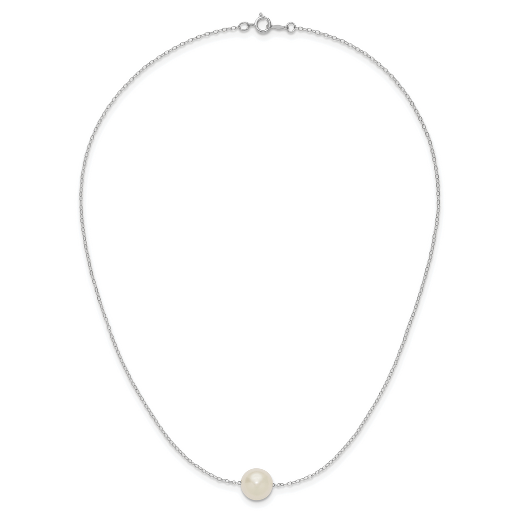 14k White Gold 10-11mm White Near Round Freshwater Cultured Pearl 17 inch Necklace