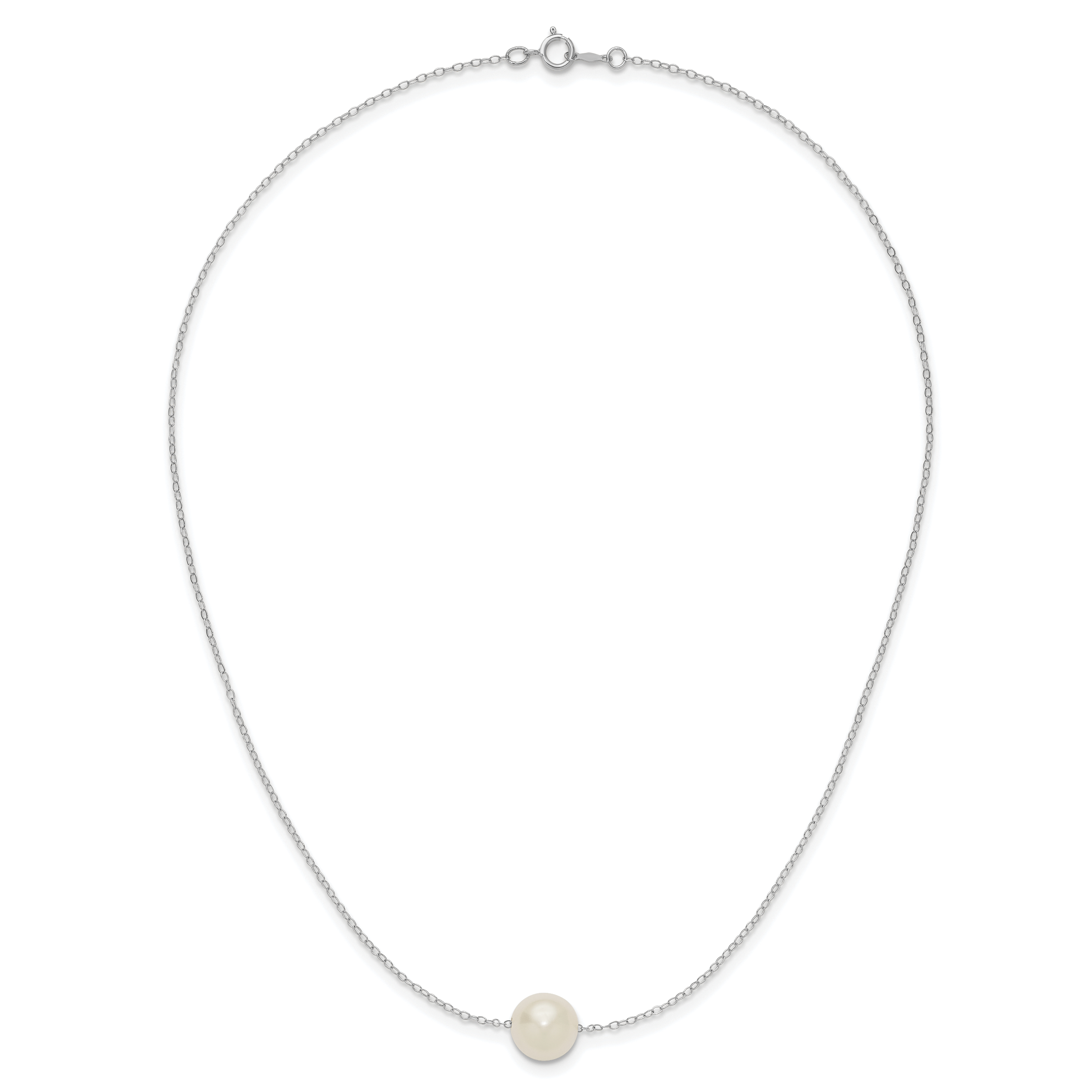 14k White Gold 10-11mm White Near Round Freshwater Cultured Pearl 17 inch Necklace