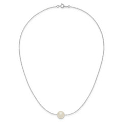 14k White Gold 10-11mm White Near Round Freshwater Cultured Pearl 17 inch Necklace