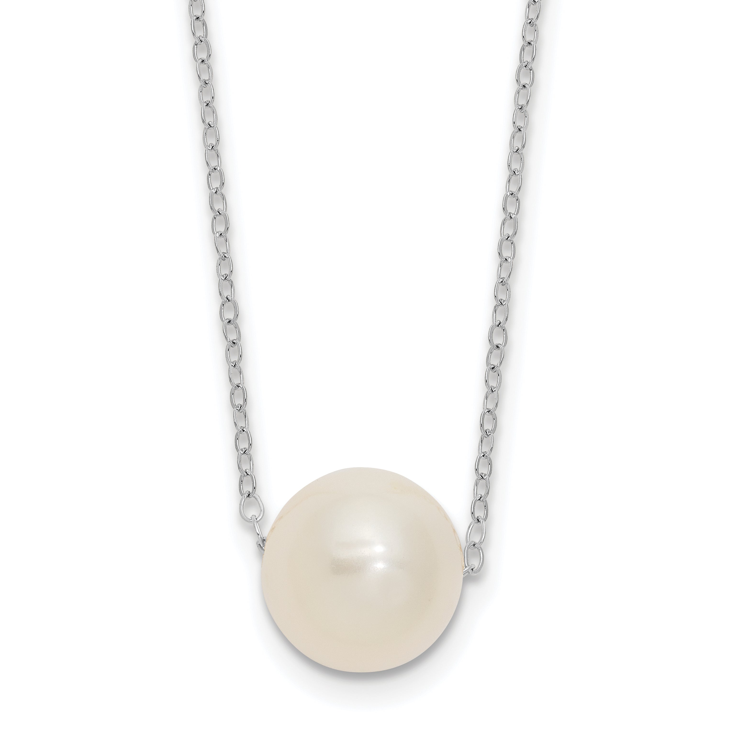 14k White Gold 10-11mm White Near Round Freshwater Cultured Pearl 17 inch Necklace Main image