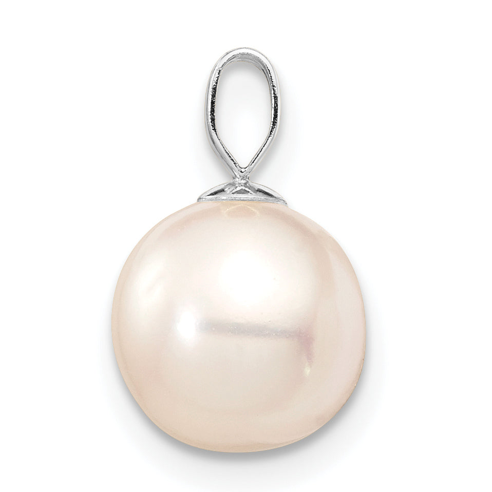 14k White Gold 8-9mm White Round Freshwater Cultured Pearl Pendant Secondary image