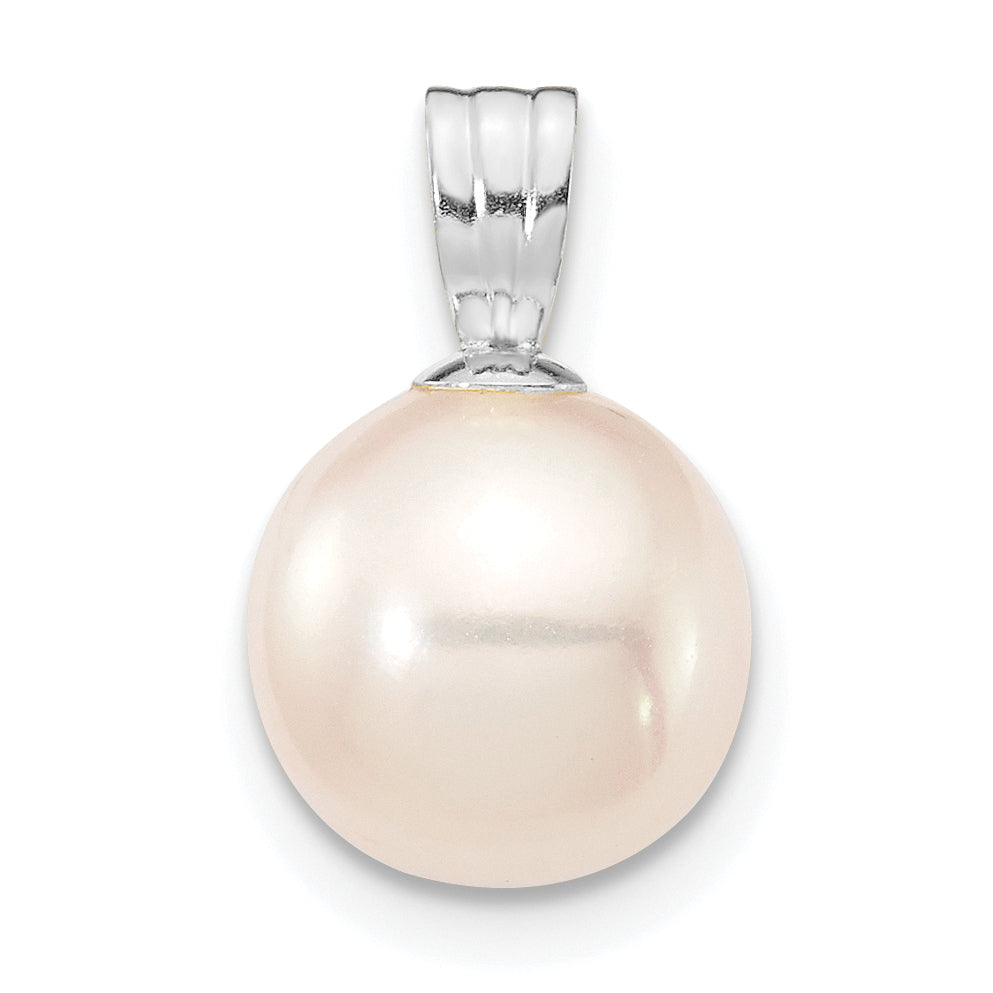 14k White Gold 8-9mm White Round Freshwater Cultured Pearl Pendant