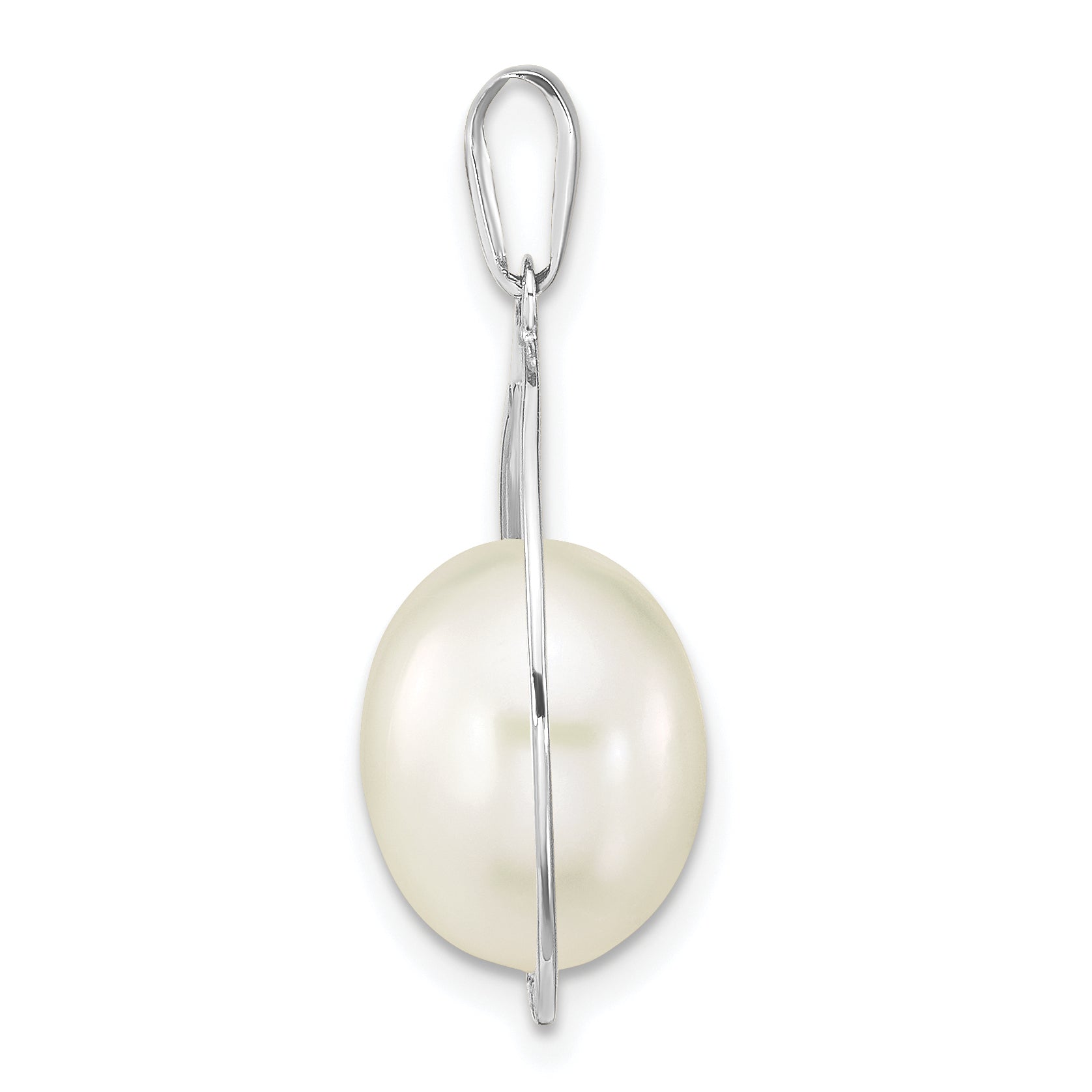 14K White Gold 8-9mm White Rice Freshwater Cultured Pearl Teardrop Pendant Secondary image