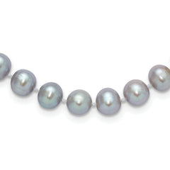 14K White Gold 7-8mm Grey Near Round Freshwater Cultured Pearl 16 inch Necklace