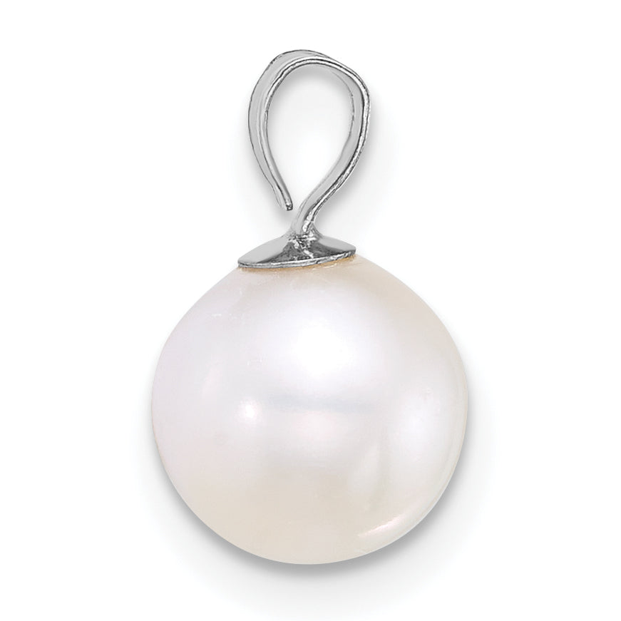 14k White Gold Polished 7-8mm Round White Freshwater Cultured Pearl Pendant Secondary image