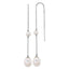 14k White Gold Polished 4-5mm Near Round and 7-8mm Teardrop White Freshwater Cultured Pearl and Chain Threader Earrings