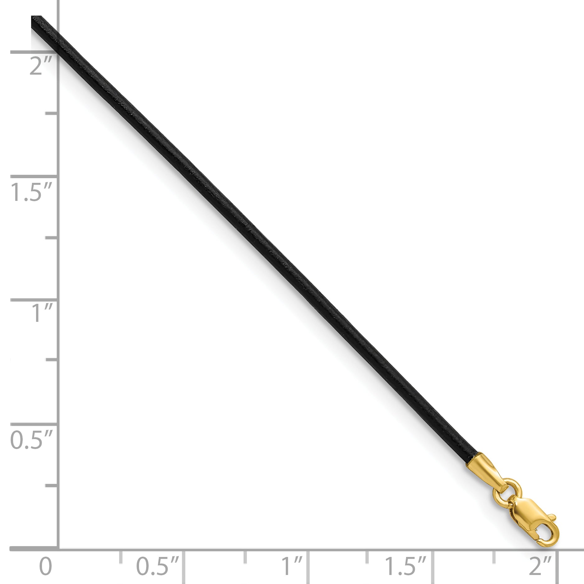 14k Yellow Clasp 1.5mm 20 inch Black Leather Cord Necklace