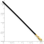 14k Yellow Clasp 1.5mm 20 inch Black Leather Cord Necklace