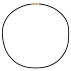 14k Yellow Clasp 1.5mm 16 inch Black Leather Cord Necklace