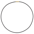 14k Yellow Clasp 1.5mm 20 inch Black Leather Cord Necklace