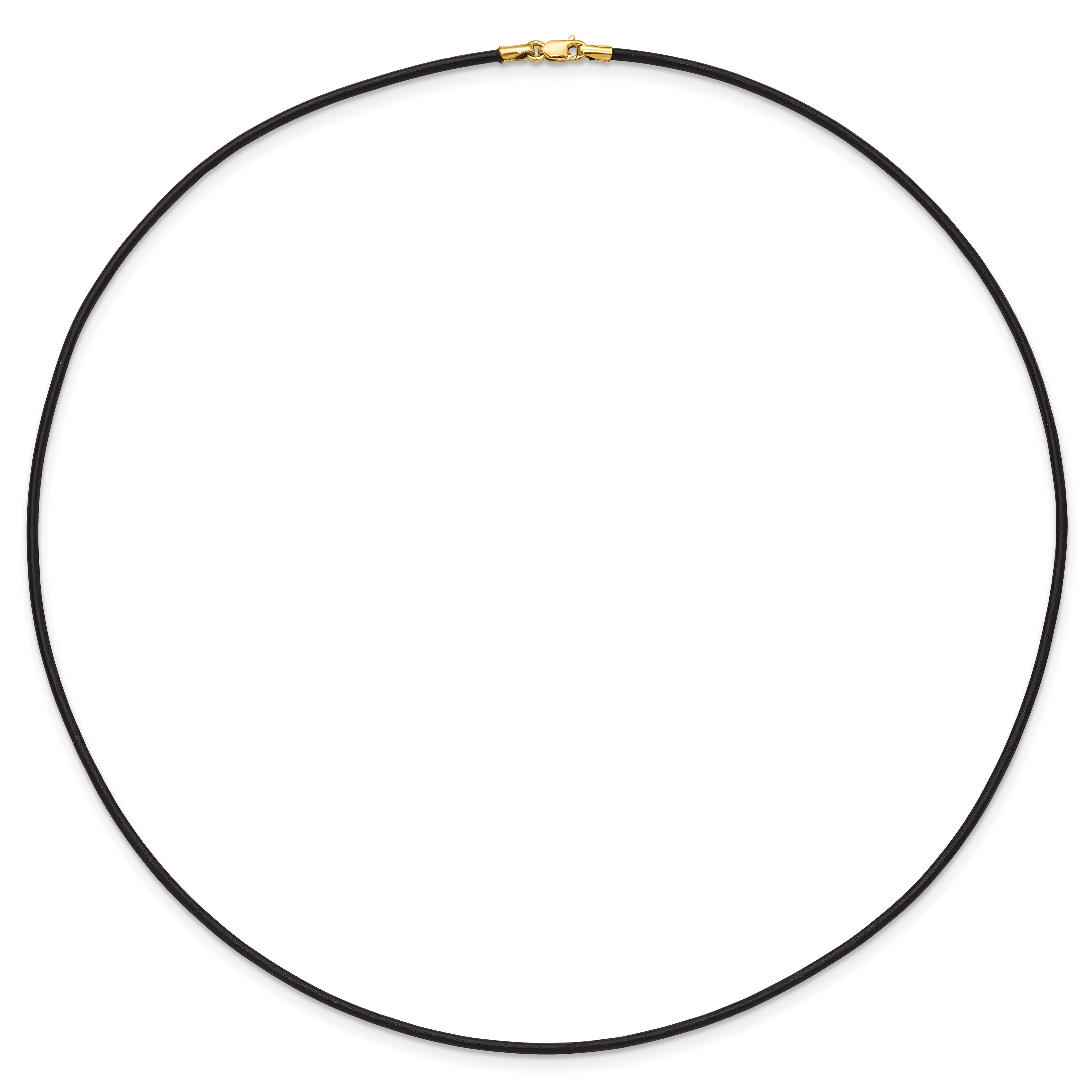 14k Yellow Clasp 1.5mm 20 inch Black Leather Cord Necklace
