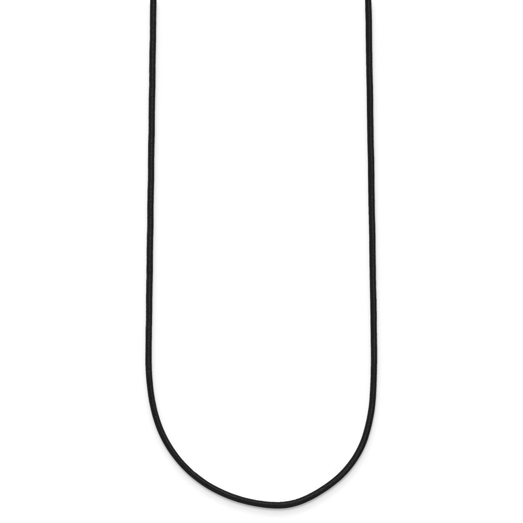 14k White Gold Clasp 1.5mm 20 inch Black Leather Cord Necklace