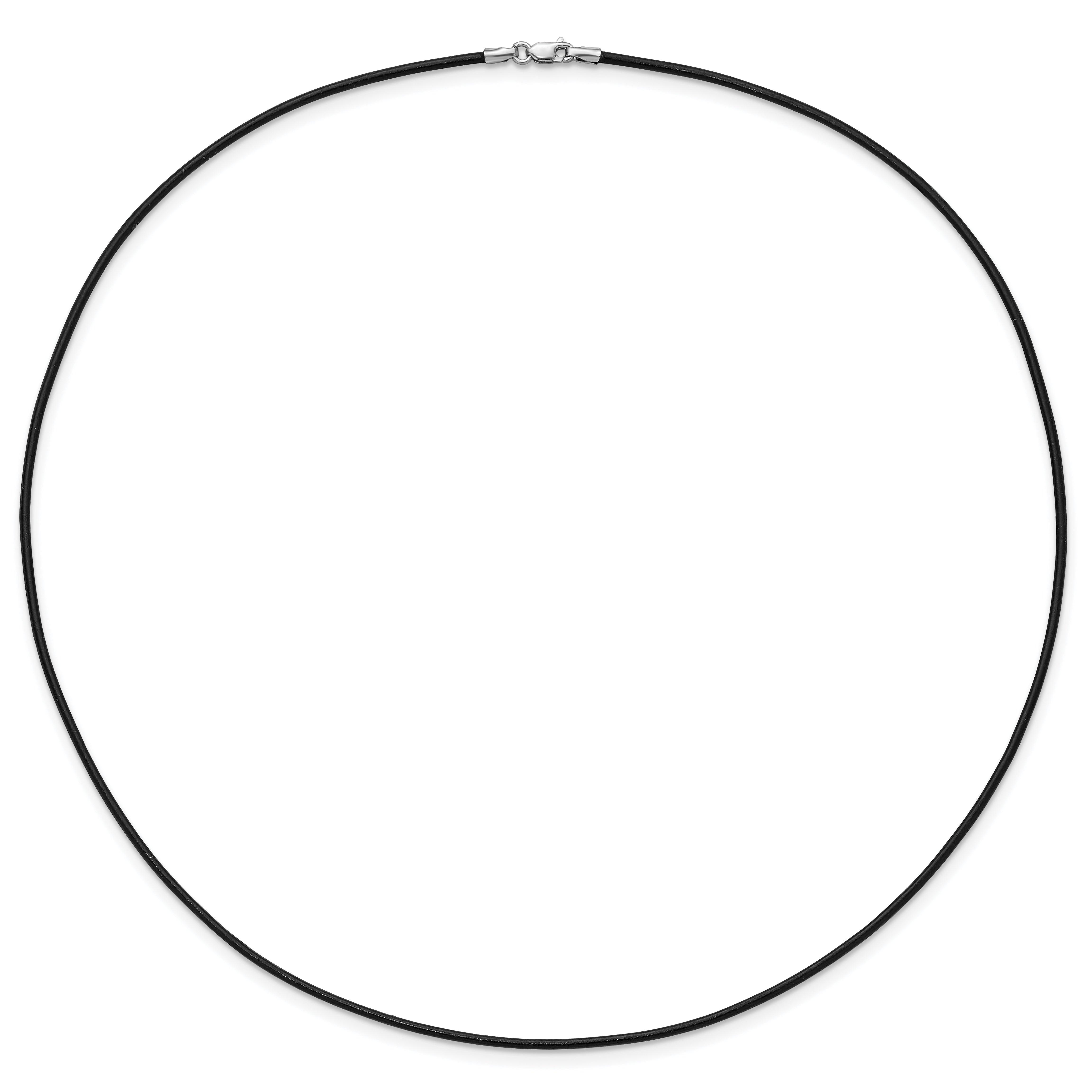 14k White Gold Clasp 1.5mm 18 inch Black Leather Cord Necklace
