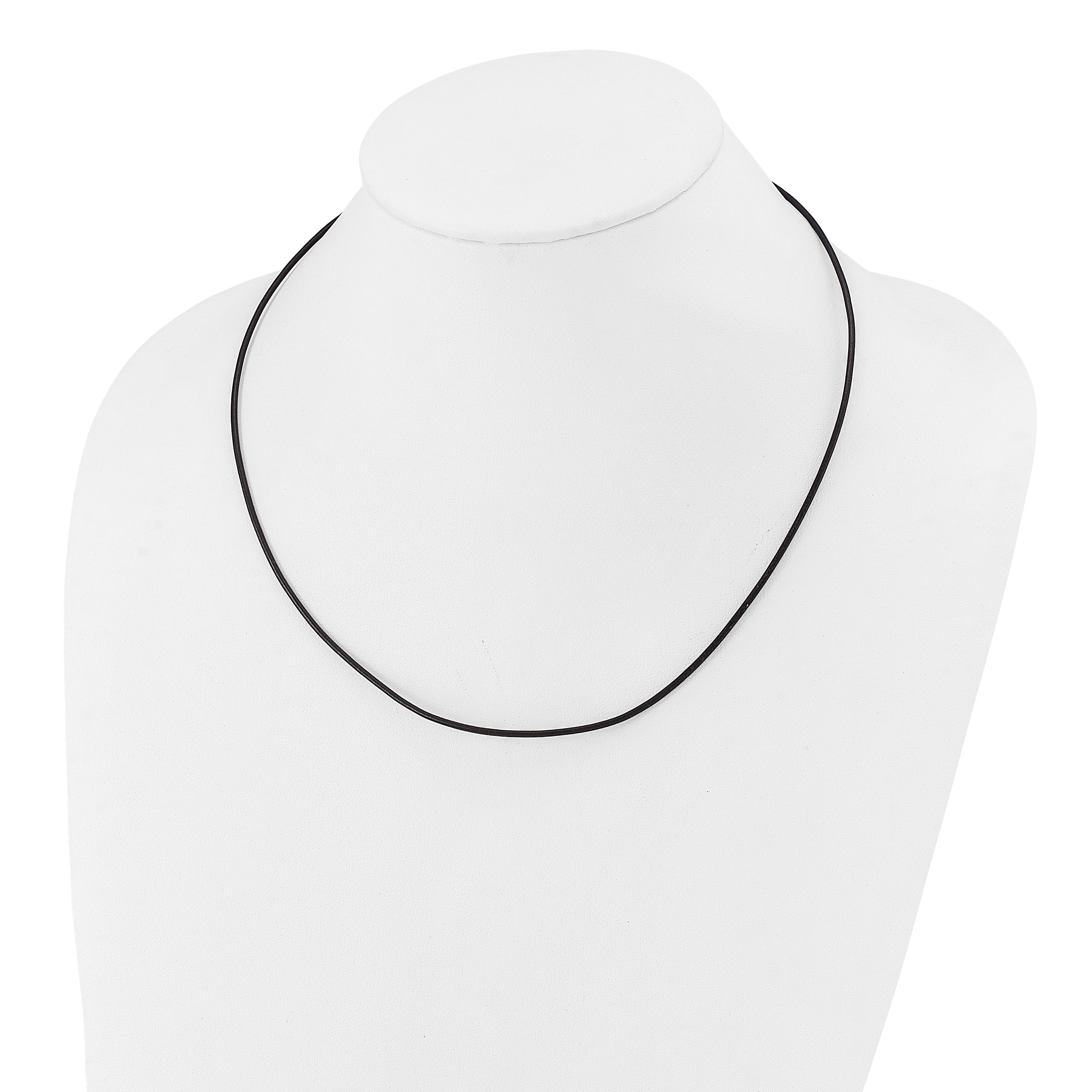 14k White Gold Clasp 1.5mm 20 inch Black Leather Cord Necklace