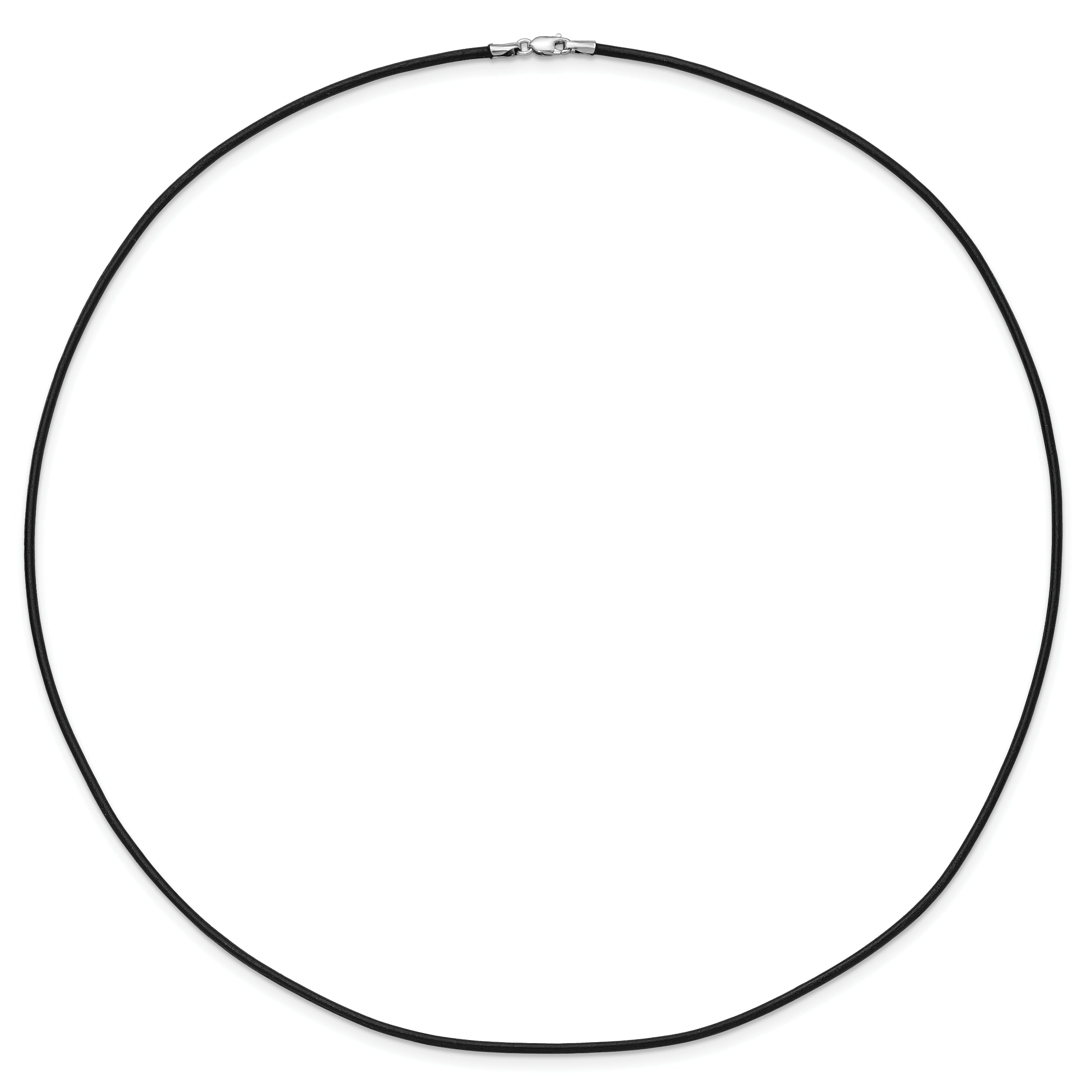 14k White Gold Clasp 1.5mm 20 inch Black Leather Cord Necklace