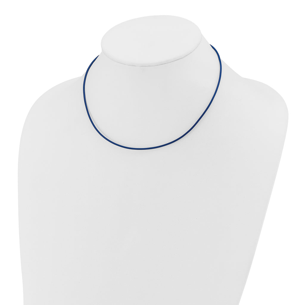14k Yellow Clasp 1.6mm 16 inch Royal Blue Leather Cord Necklace