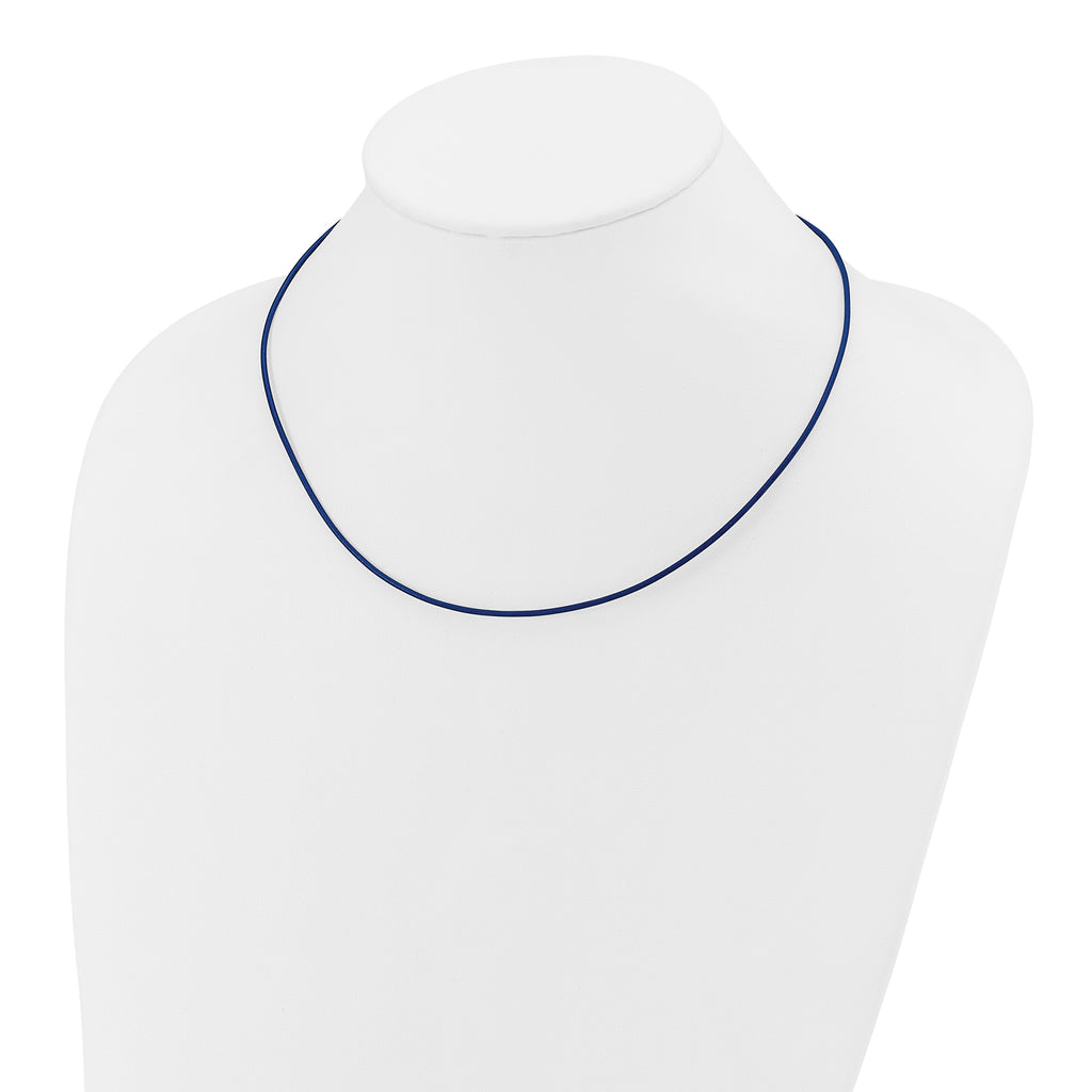 14k Yellow Clasp 1.5mm 18 inch Royal Blue Leather Cord Necklace