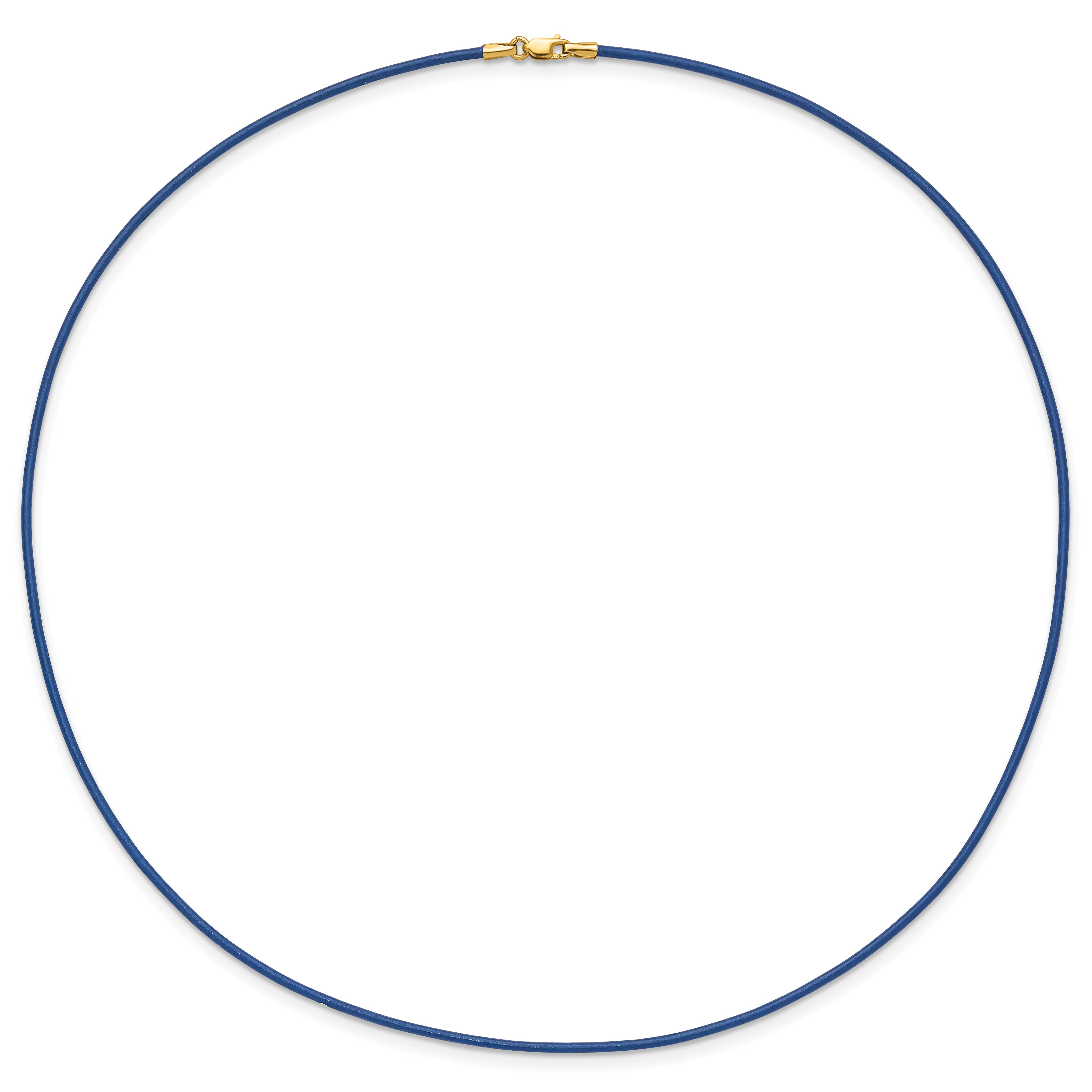 14k Yellow Clasp 1.5mm 18 inch Royal Blue Leather Cord Necklace