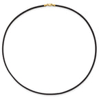 14k Yellow Clasp 2mm 16 inch Black Leather Cord Necklace