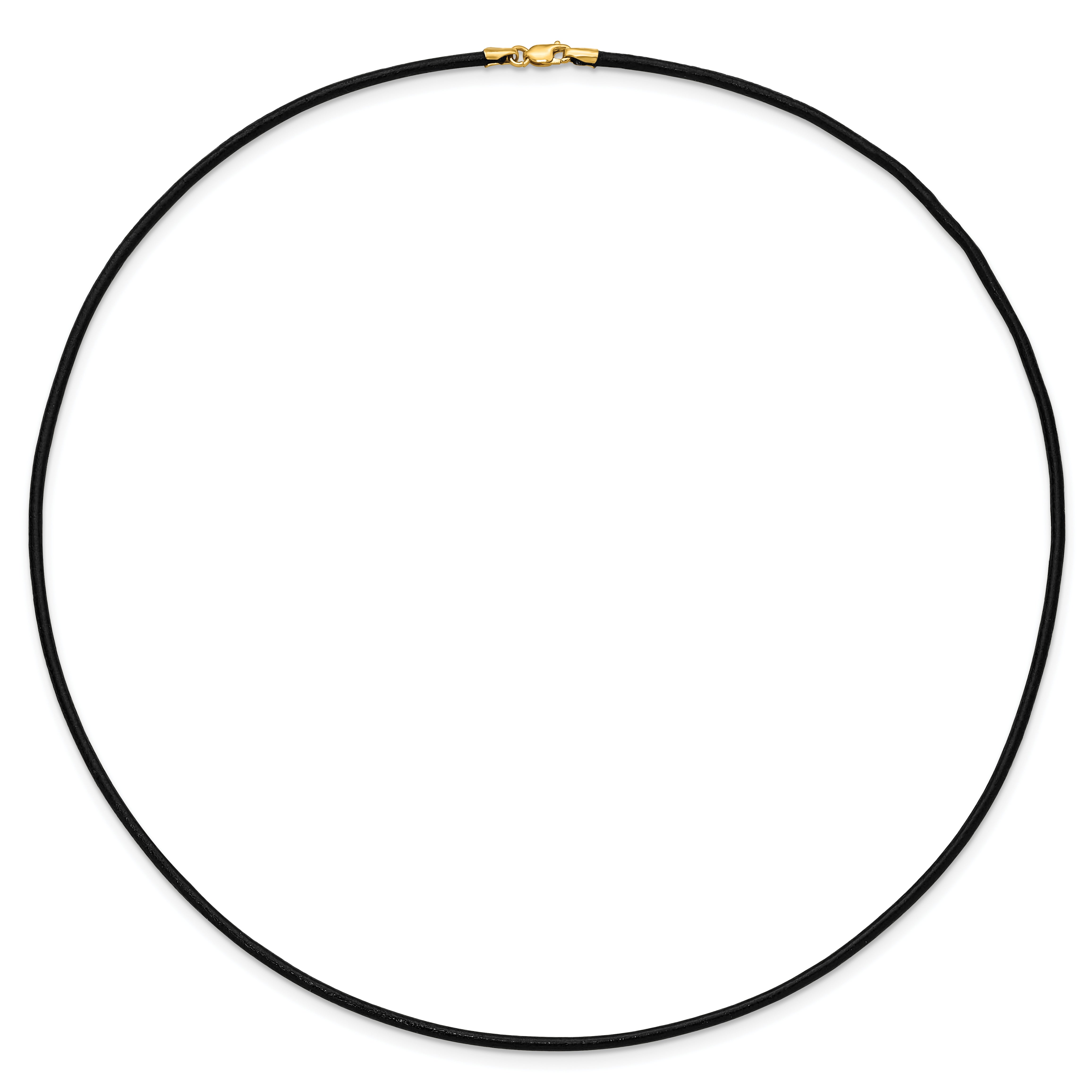 14k Yellow Clasp 2mm 18 inch Black Leather Cord Necklace