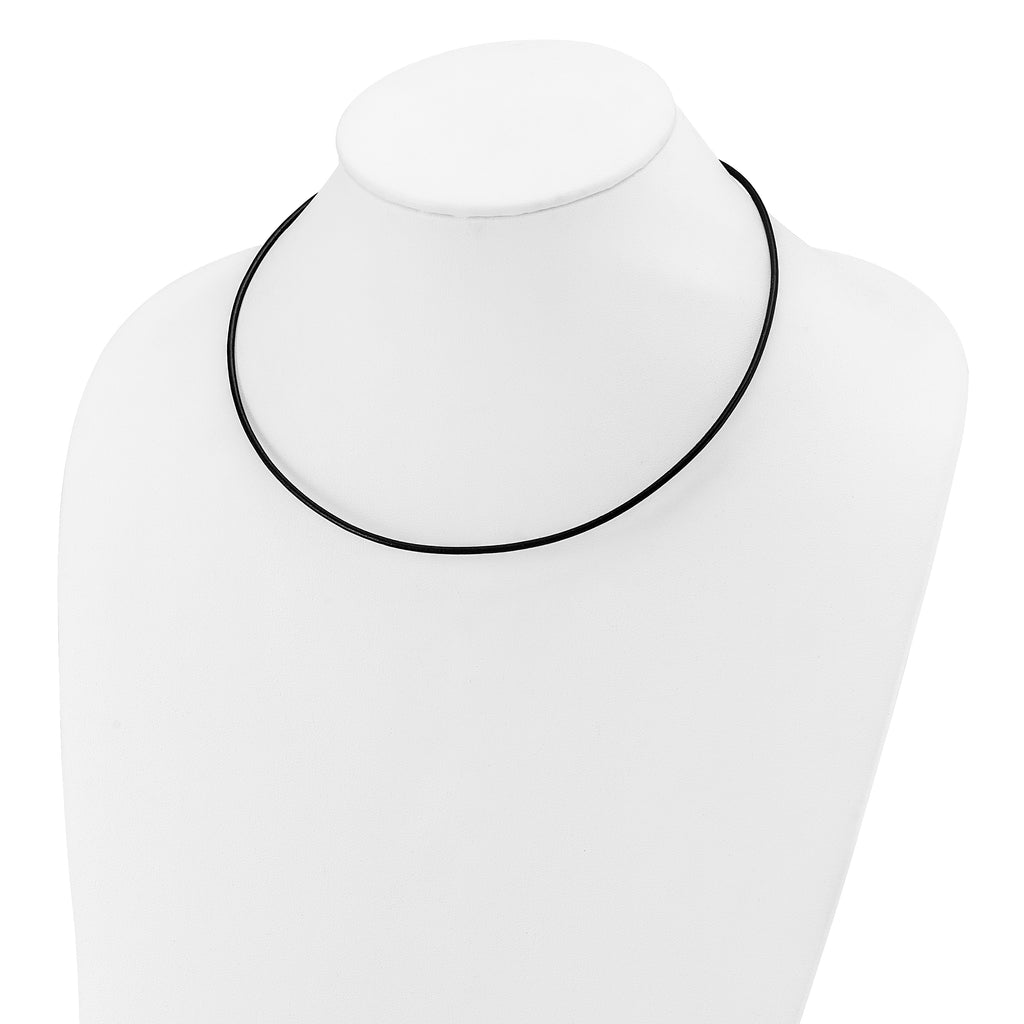 14k White Gold Clasp 2mm 18 inch Black Leather Cord Necklace
