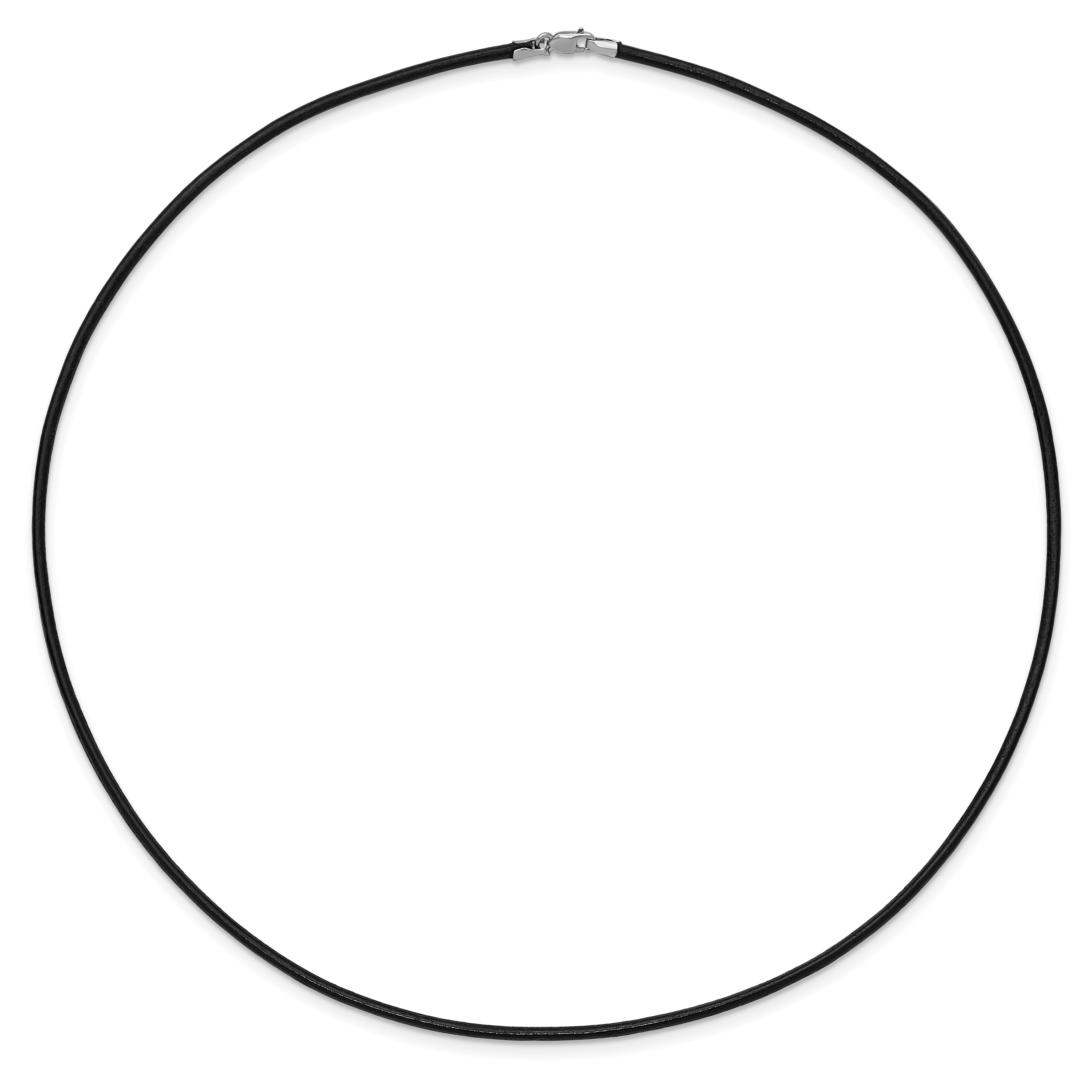 14k White Gold Clasp 2mm 18 inch Black Leather Cord Necklace