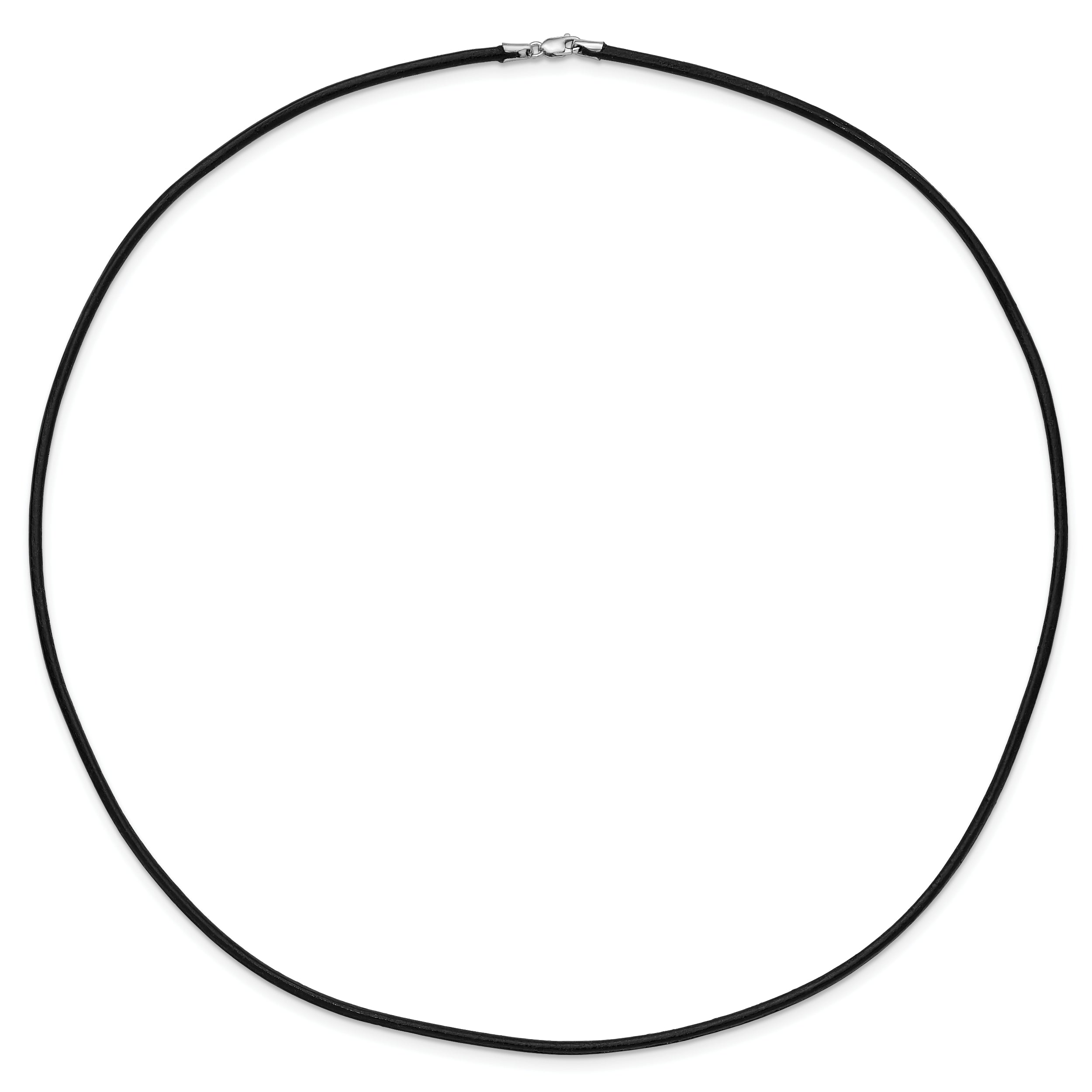 14k White Gold Clasp 2mm 20 inch Black Leather Cord Necklace