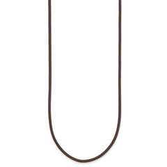 14k Yellow Clasp 2mm 18 inch Brown Leather Cord Necklace