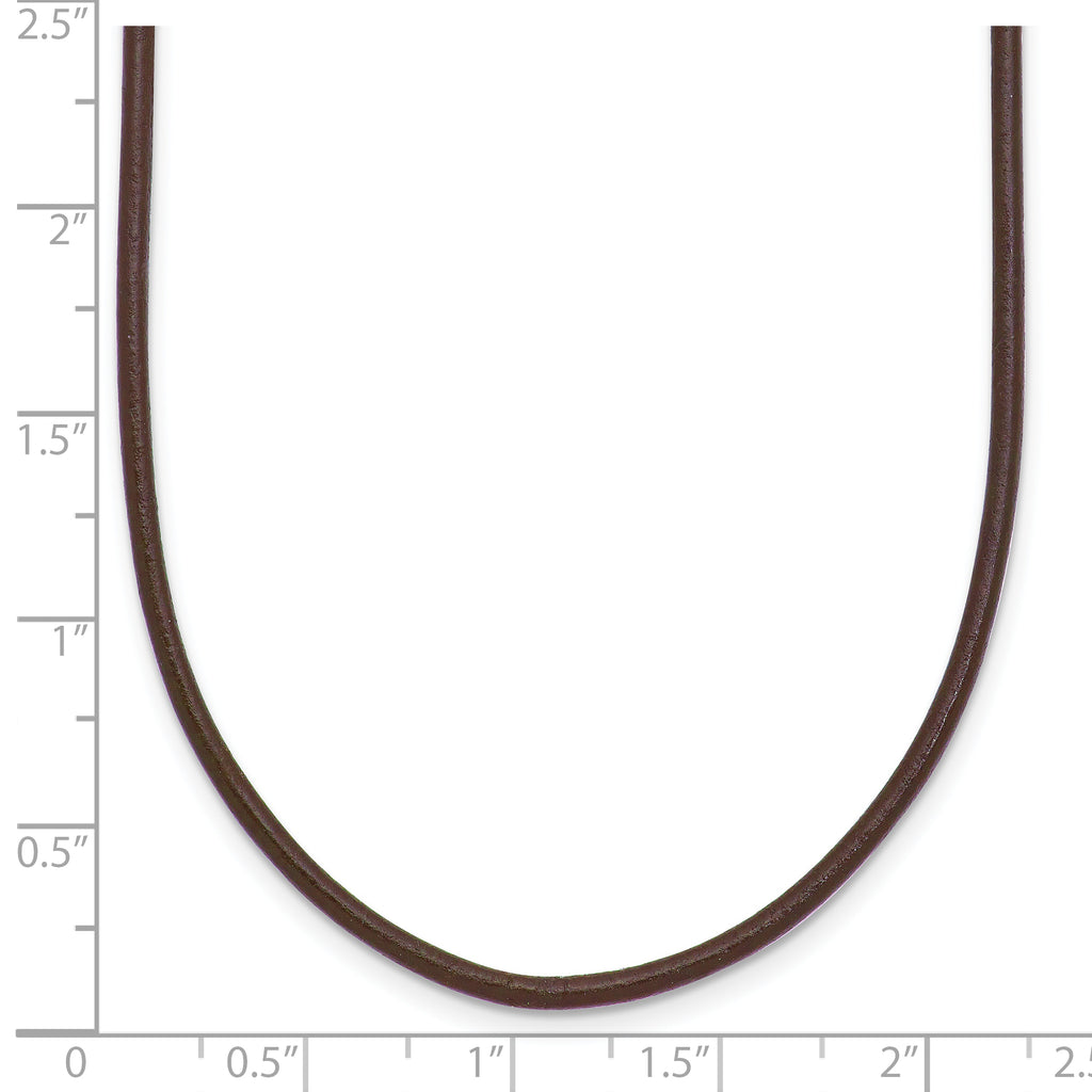 14k Yellow Clasp 2mm 18 inch Brown Leather Cord Necklace