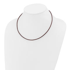 14k Yellow Clasp 2mm 18 inch Brown Leather Cord Necklace