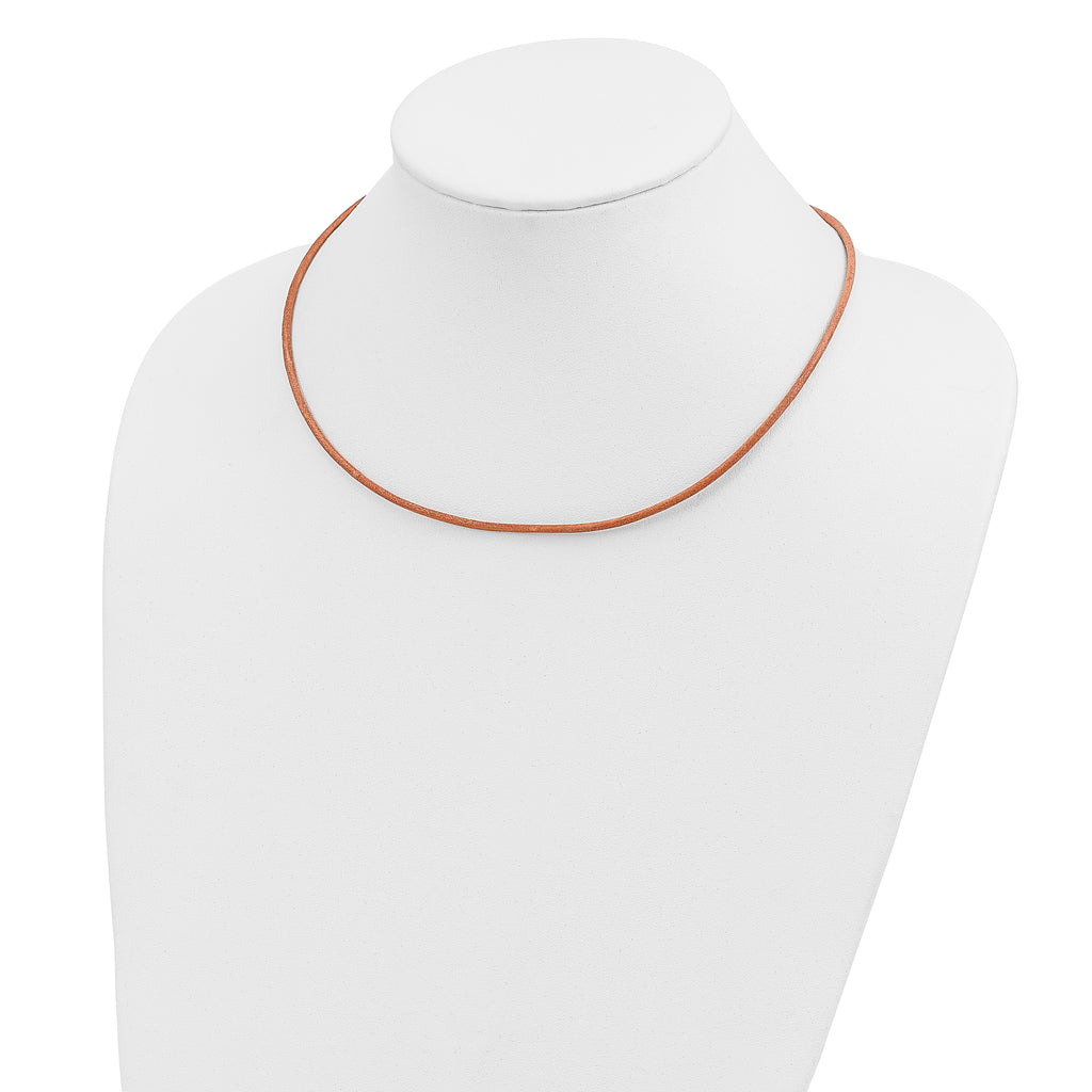 14k Yellow Clasp 2mm 18 inch Natural Leather Cord Necklace