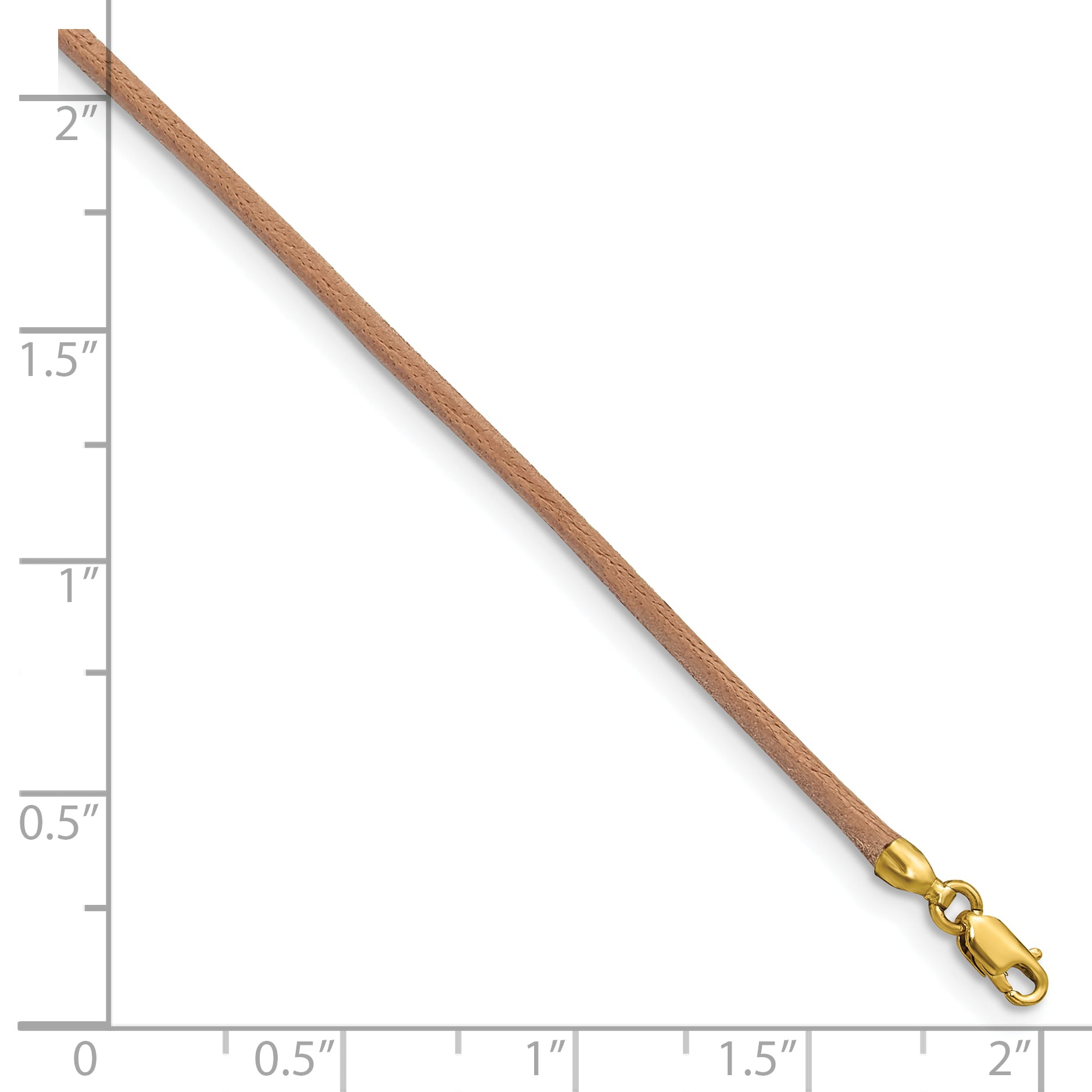 14k Yellow Clasp 2mm 18 inch Natural Leather Cord Necklace