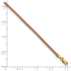 14k Yellow Clasp 2mm 18 inch Natural Leather Cord Necklace