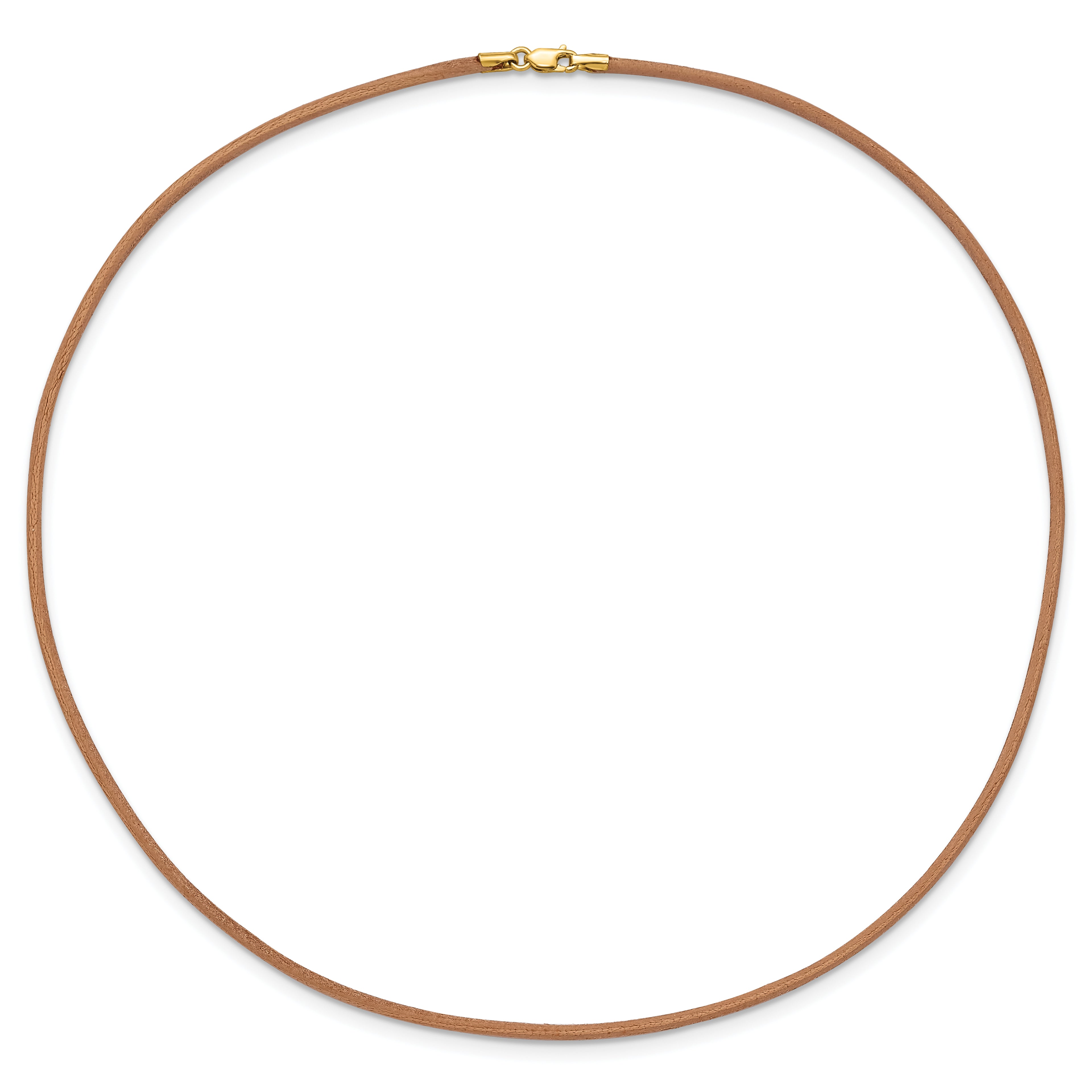 14k Yellow Clasp 2mm 16 inch Natural Leather Cord Necklace