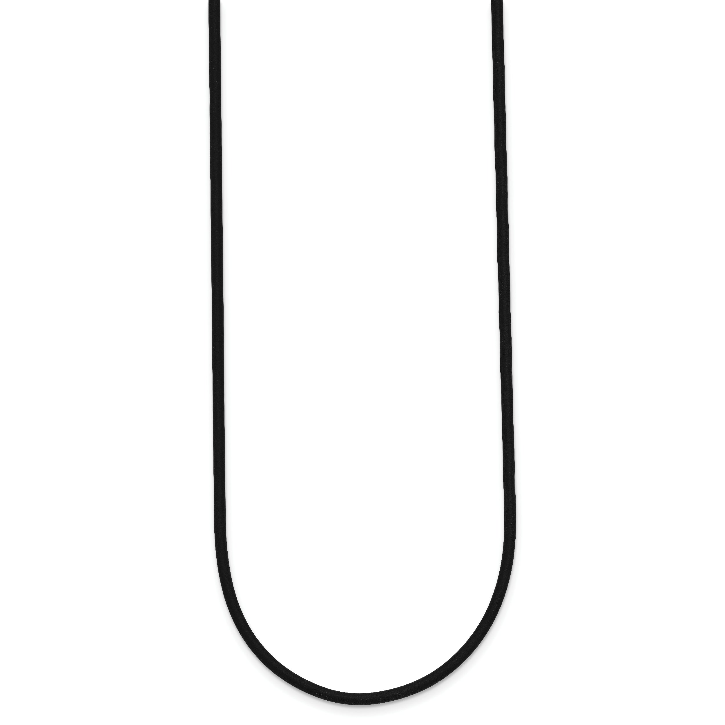 14k Yellow Clasp 2mm 20 inch Black Rubber Cord Necklace