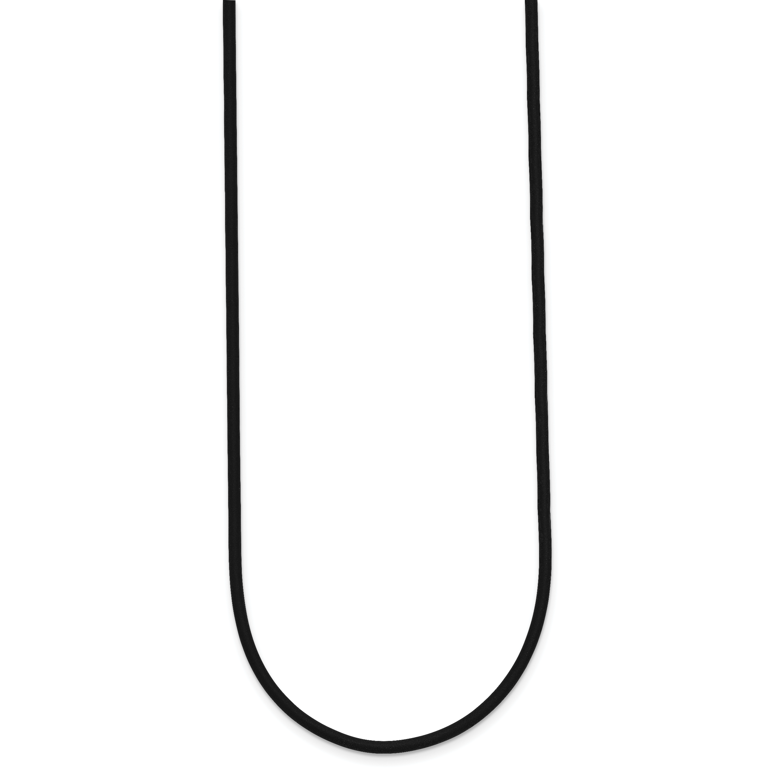 14k Yellow Clasp 2mm 20 inch Black Rubber Cord Necklace
