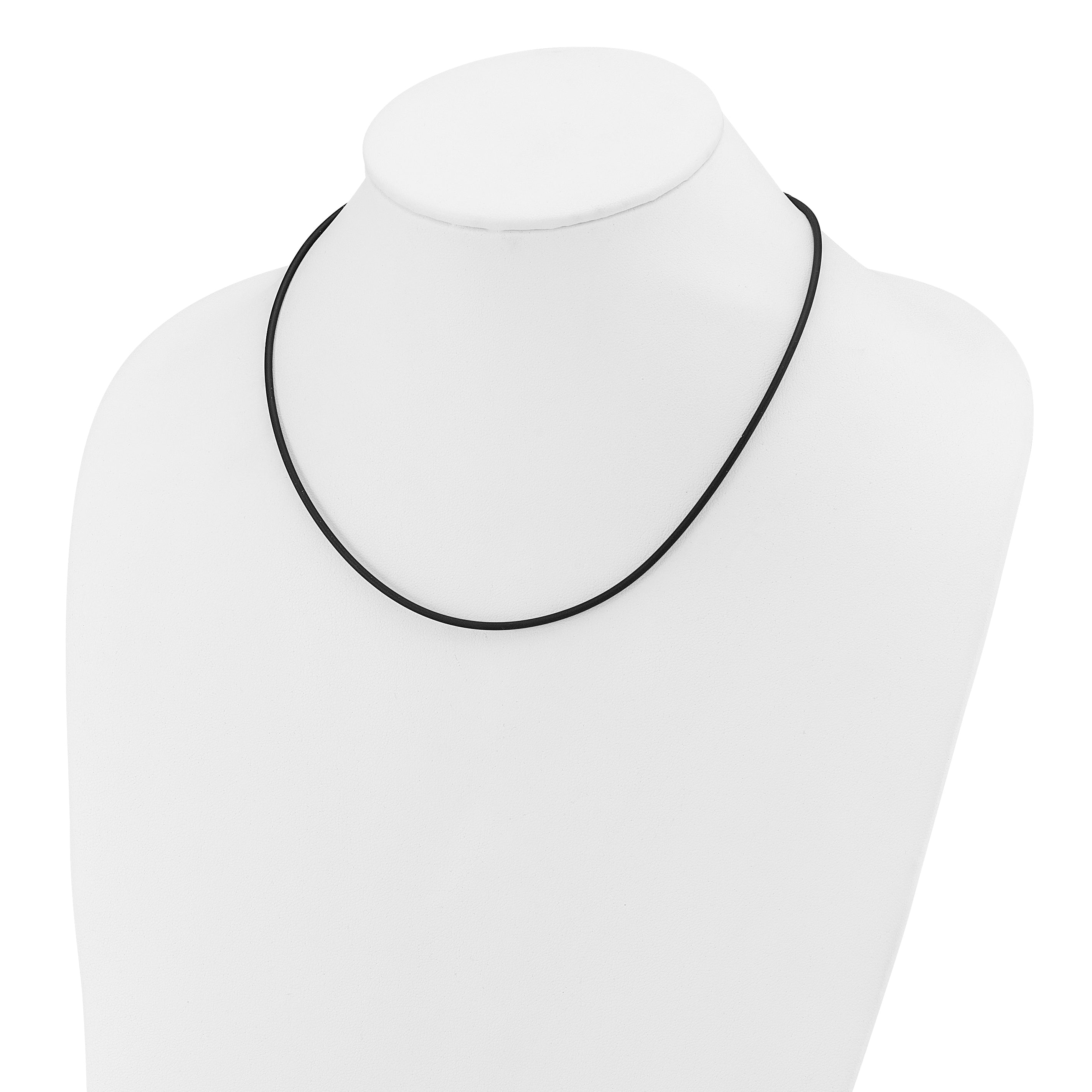 14k Yellow Clasp 2mm 18 inch Black Rubber Cord Necklace