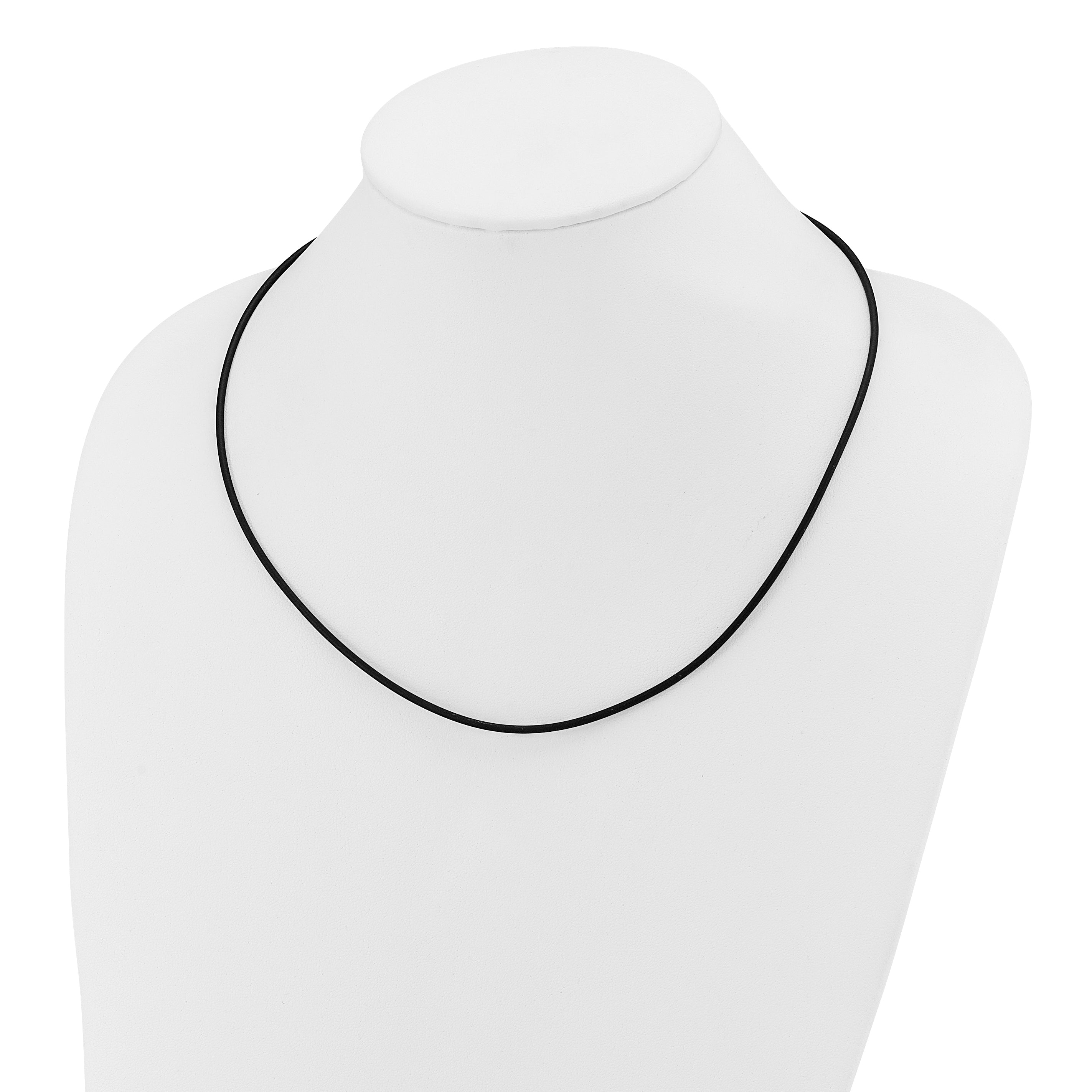 14k Yellow Clasp 2mm 20 inch Black Rubber Cord Necklace