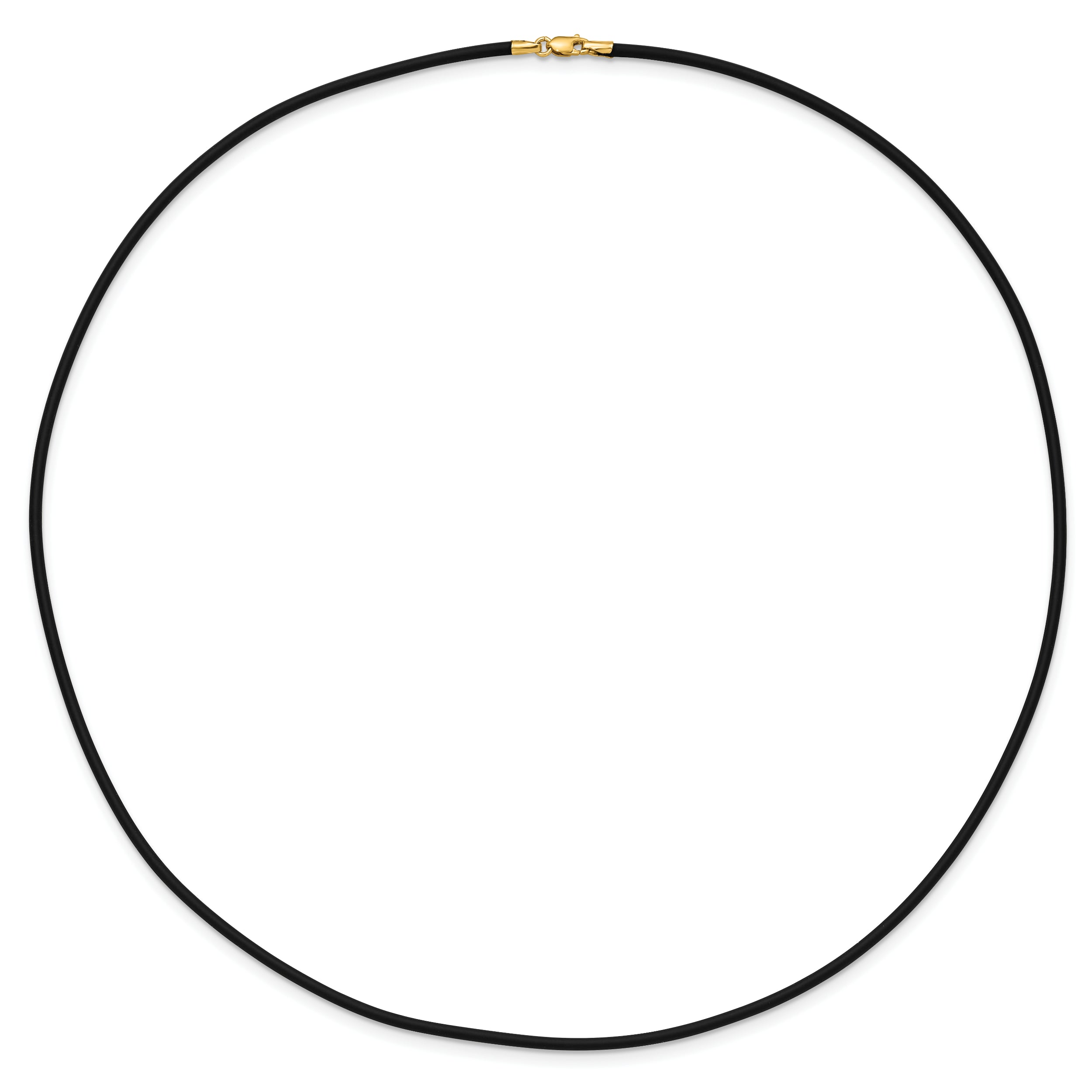 14k Yellow Clasp 2mm 20 inch Black Rubber Cord Necklace